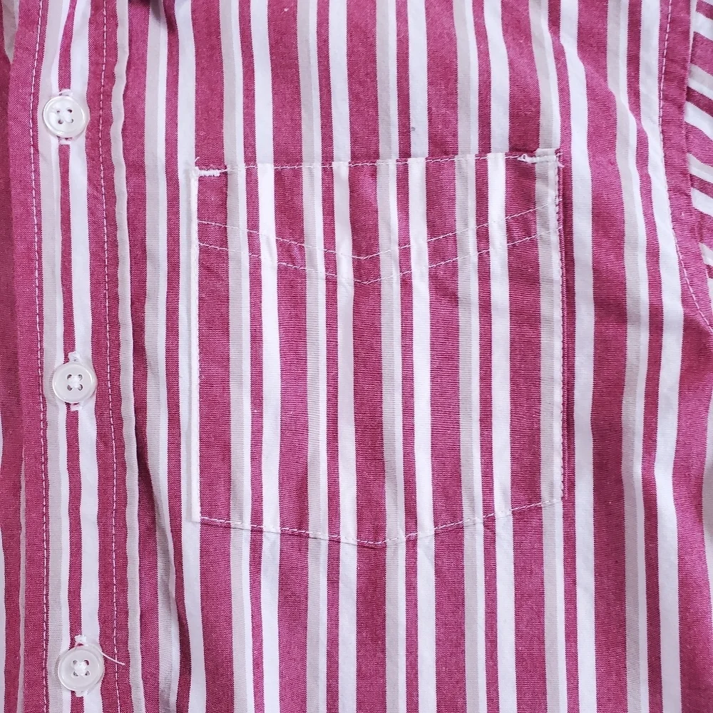 K1180 * Gymboree Boys Striped Long Sleeve Button Down Red Tan Size M (7/8)